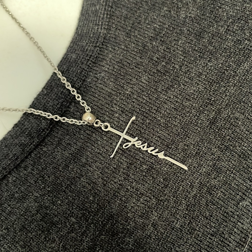 God Jesus Lord Cross Stainless Steel Necklace - Picture 8 of 10